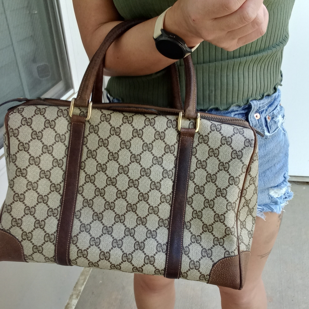 Authentic Vintage Gucci Gg Monogram Supreme Boston Doctor Satchel Bag
